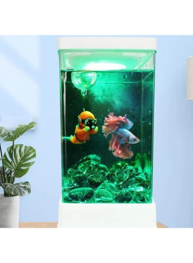 مجموعة حوض أسماك بيتا الشفاف مع إضاءة وحامل من أحواض أسماك نانو - Image 5